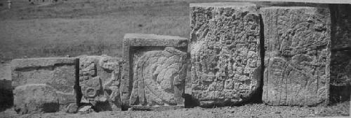 2D7. Sculptured stones from S side of base.