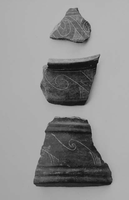 Fine-incised black-brown sherds (2)