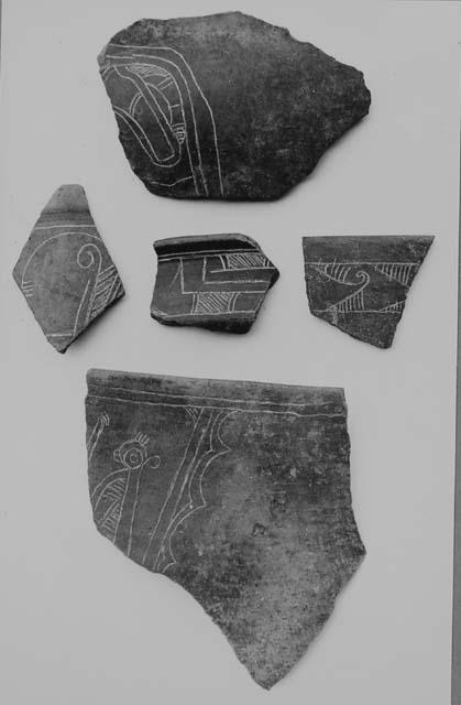 Black-brown fine incised sherds (5)