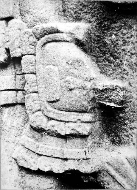 Stela E, north side (?), knee mask