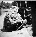 Head of fine sandstone compound. Found in the ruins at West edge of Atasta