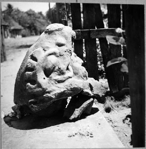 Head of fine sandstone compound. Found in the ruins at West edge of Atasta