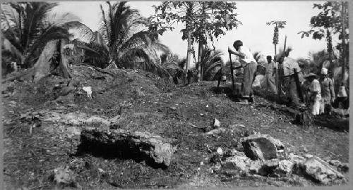 Temple mound. Upper part, cleaning of Southwest section before work started