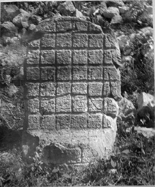 Stela in front (south) of North Range of Monjas Quadrangle