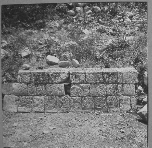 Red House Ball Court - Sculptured panel on East bench