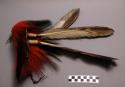 Sioux roach w/ roach spreader. Base of roach consists of dyed red deertail hair