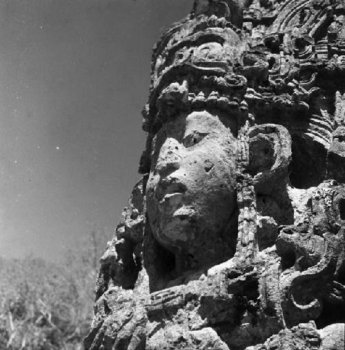 Sculpted face at Copan