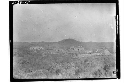 View of palace group from northwest, Structures 2C1-6, 22-3