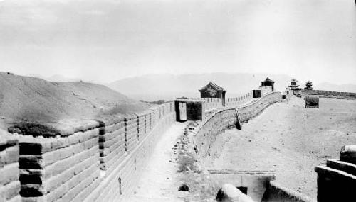 Long wall with buildings