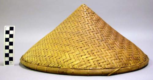 Conical hat of interwoven bamboo