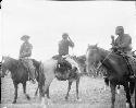 Three Men on Horseback, The Man at the Right is Paiute
