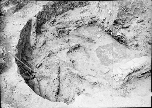 Firepit, Deflector, and Roof Timbers in kiva