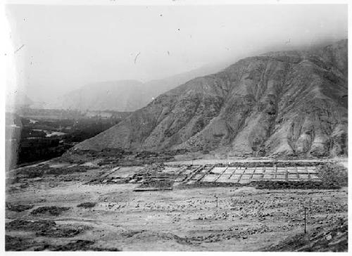 Aerial photo of excavation, marked "Barracks" at Inka Huasi