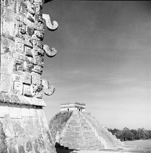 View of Castillo from Temple of Warriors at Chichen Itza