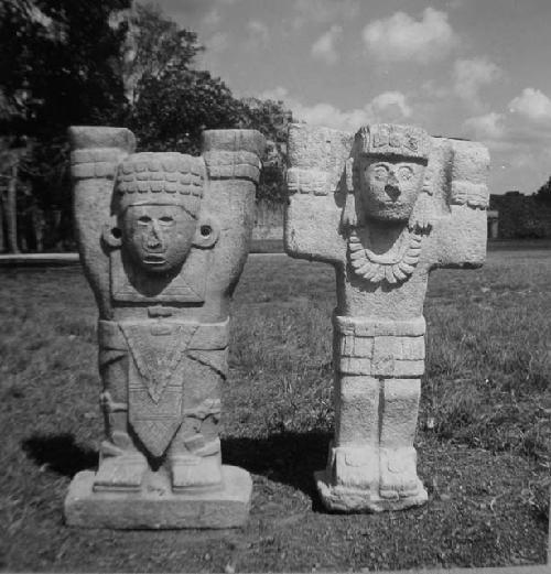 2D7. Atlanteans. Left figure is 78cm. tall. Right figure is 78cm. tall.