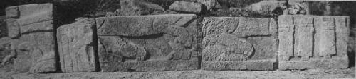 2D7. Sculptured stones from W side of base.