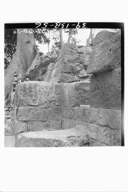 Facade above porch and sculptured band