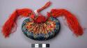 Kidney-Shaped Embroidered Silk Purse with Silk Tassels