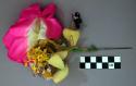 Pair of Hair Ornaments with Large Pink Silk Flower, Smaller Flowers, Butterfly