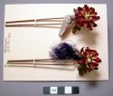Eleven Hair Ornaments/Pins with Floral Decorations and Silk Tassels