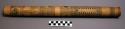 Bamboo tube & cover - incised and blackened decoration.  Originally +