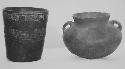 A. 2 handled globular jar, B. Vase-coarse incised