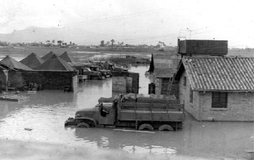 Flooded US military base