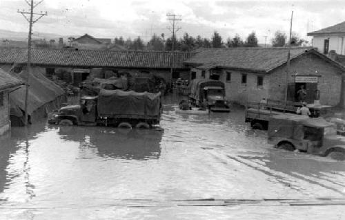 Flooded US military base