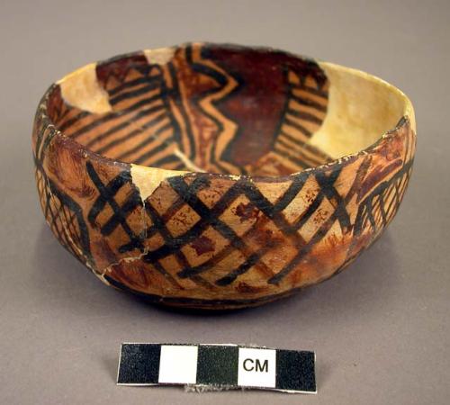 Sherds of pottery bowl--restorable. ?polychrome.