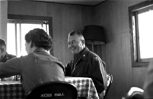 American soldier and Captain Martha A. Voyles  at mess hall