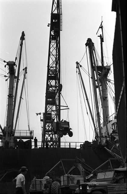 Unloading freight at shipyard