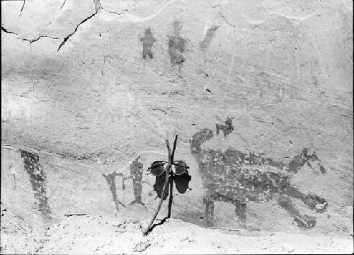Pictographs, Anthropomorphic and Zoomorphic on Northwest Wall of Canyon