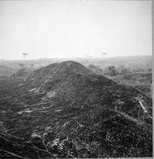 Range of mounds on West side of plaza, seen from the North