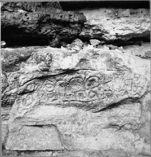 Rock carving on East wall of cenote, South end