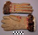 Pair of fur-lined gloves