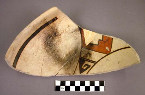 Large sherd from polychrome pottery bowl