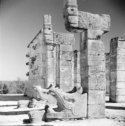 Serpent columns on Temple of Warriors at Chichen Itza