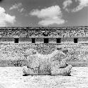 Two-headed jaguar and Governor's Palace at Uxmal