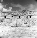 Two-headed jaguar and Governor's Palace at Uxmal