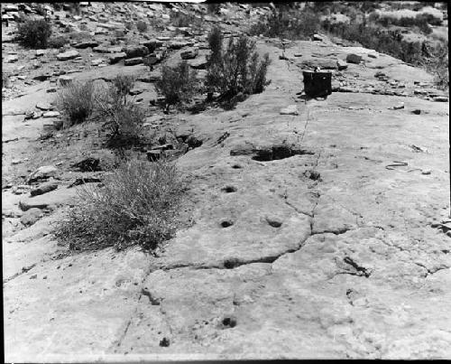 Sandstone Ledge With Pecked Holes, Ruin Above the "Cornfields"