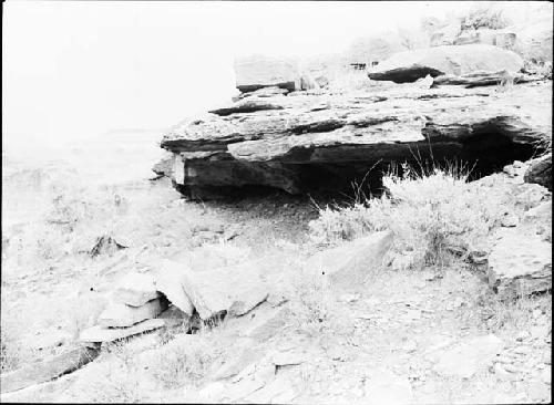 Rock Overhang and Wall Ruins