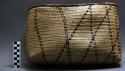 Rattan basket - diamond design, black stripes, rectangular