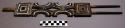 Wooden dance ornament and baton - worn on head or carried; incised & +