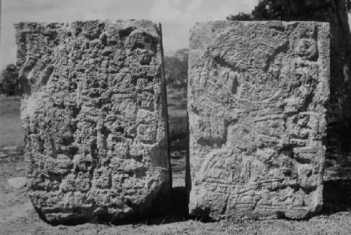 2D7. 3 sides of 2 jamb stones found at SW corner of pyramid base.