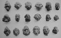 Figurine heads, (18)- red-brown, unslipped except possibly #14