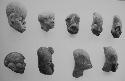 Figurine heads (9), red-brown, unslipped