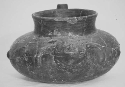 Pot 2 from Cache, Md. C-III-6 Black-Brown ware, spouted, effigy jar