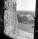 Jamb and view of Temple of Warriors from Castillo at Chichen Itza