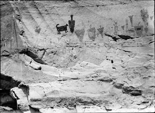 Pictographs, Left Half of Gallery on NW Wall of Canyon,Site SR-8-3