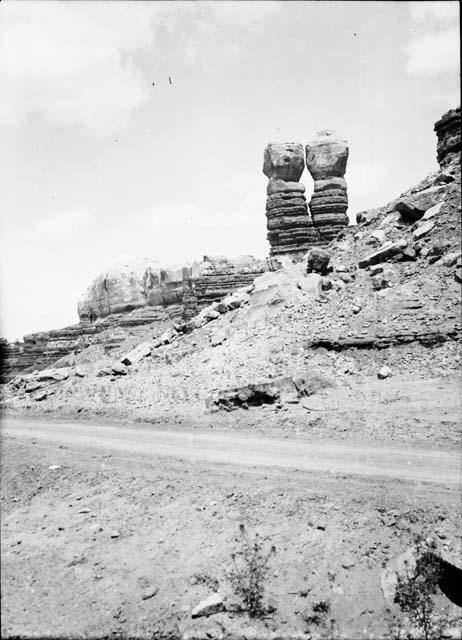 Twin Rock Formation by Road, east of Bluff